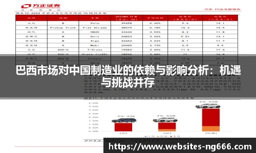 巴西市场对中国制造业的依赖与影响分析：机遇与挑战并存